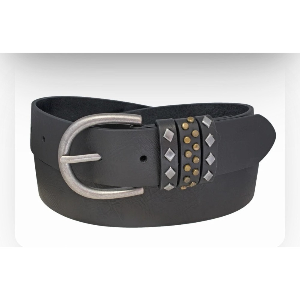 Silver Jeans Co. Ladies Belt W/Metallic Studded Accents Black Leather Lined XL